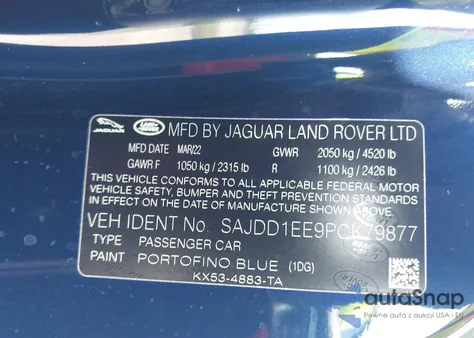 2023 Jaguar F-Type P450 Rwd Automatic из США, поврежденный, VIN SAJDD1EE9PCK79877